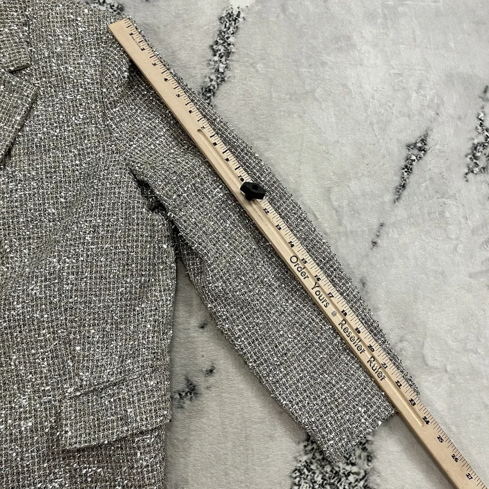 BR Tweed Blazer‎ Womens Size 14 NWT Textured Career Jacket Neutral Boucle